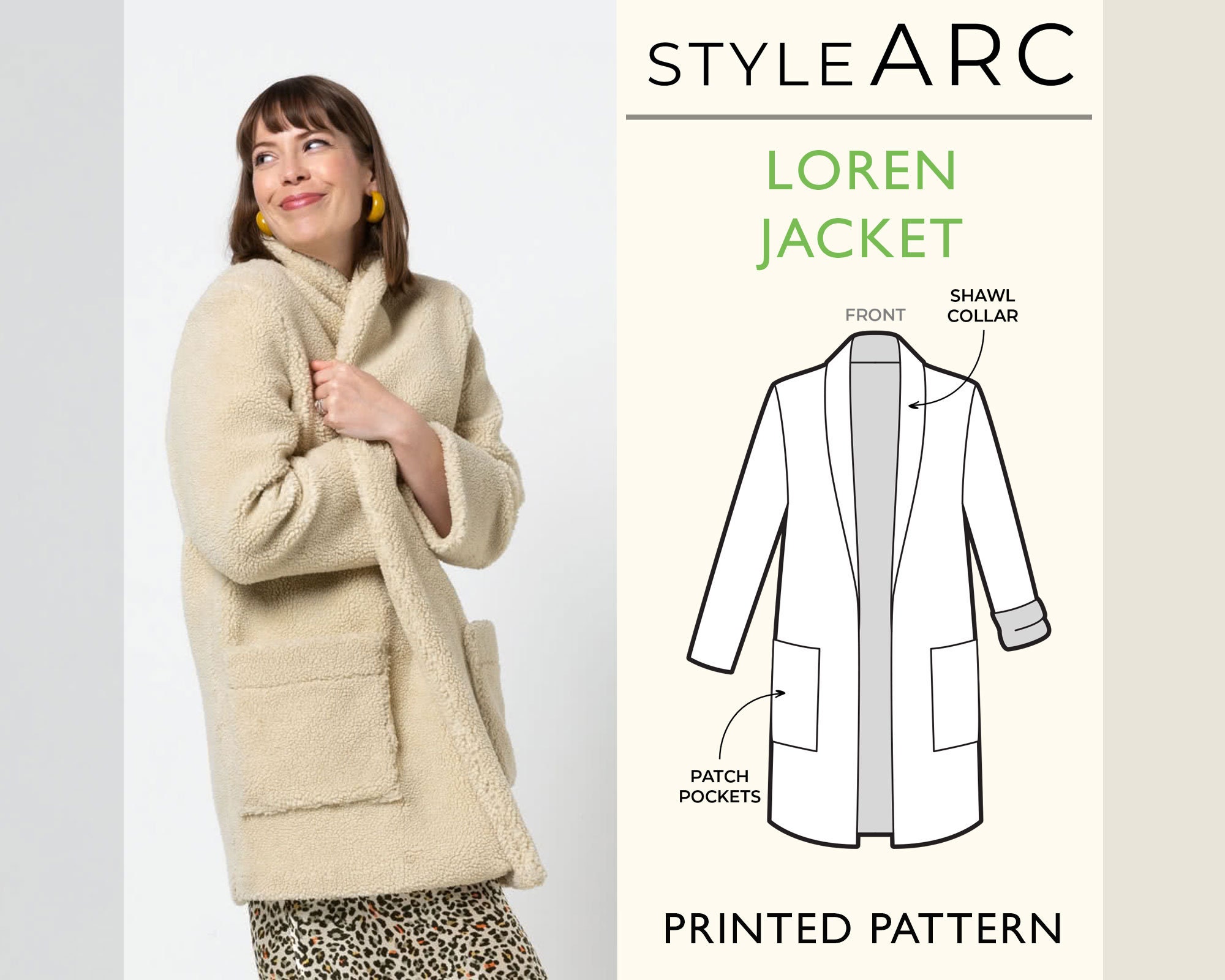 Loren Jacket Sewing Pattern by Style Arc, US Sizes 0-26 Loren Jacket Sewing Pattern by Style Arc, US Sizes 0-26
