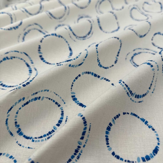 Linen Cotton Blend Fabric in Hikari Circles | Lightweight printed linen cotton blend with Japanese shibori design