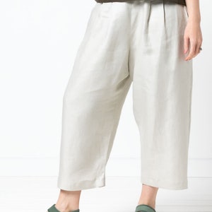 Ethel Designer Gaucho Pants Sewing Pattern by Style Arc, US Sizes 0-26, Slightly tapered, wide leg, pleated pants, elastic waist, plus sizes