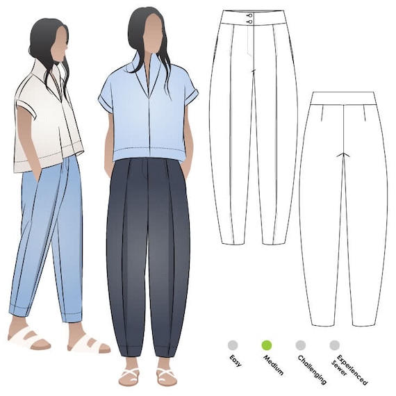 Teddy Designer Pant Sewing Pattern by Style Arc, US Sizes 0