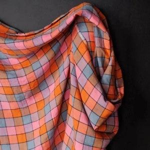 Mini Wham Check Laundered Linen Fabric by Merchant & Mills | Premium European yarn-dyed linen in a vivid multicolor check pattern
