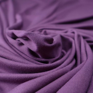 Flowy Bamboo Jersey Fabric in Grape | Midweight, opaque knit fabric with fluid drape, subtle sheen, and 4 way stretch