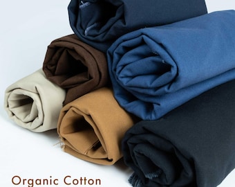 Organic Cotton 10oz Canvas Duck Fabric, Strong, smooth and durable, perfect bottomweight for pants, overalls, chore coats, and bags