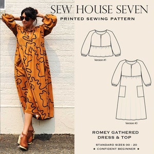 Romey Dress & Top Sewing Pattern | Sizes 00-20 | Sew House Seven | Loose gathered empire waist dress or blouse with keyhole neckline