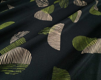 Tela de viscosa chalí Atelier Brunette Jane Maple / Círculos verdes y crema