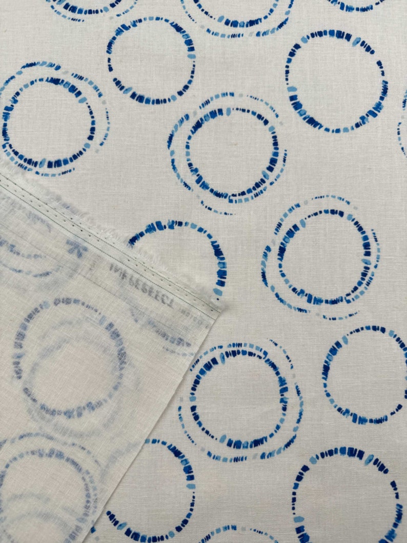 Hikari Circles Linen Cotton Fabric by Art Gallery front and back.