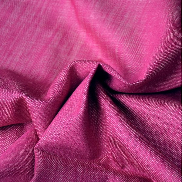 Soft Italian Cotton Denim Fabric in High Watt Pink | Premium midweight colored denim for apparel