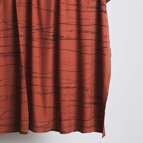 Viscose Stretch Jersey Fabric in Stray Lines in Sienna