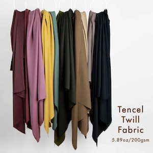 Drapey Tencel Twill Fabric in 11 colors, premium quality, midweight with gorgeous drape, for clothing