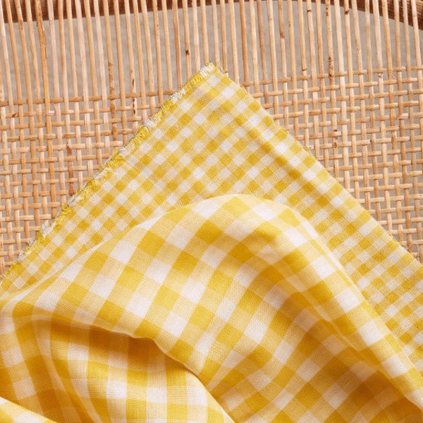 Reversible Cotton Gingham Double Gauze in Lemon by Atelier Brunette