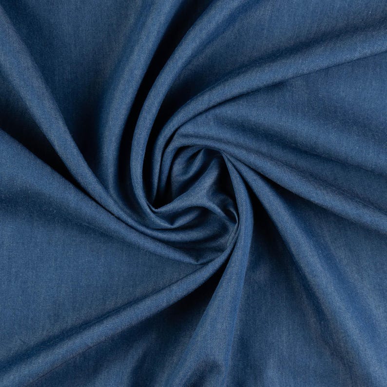 Tencel Baumwolle Denim Chambray Stoff in See Blau, für Hemden & Button Ups Bild 3