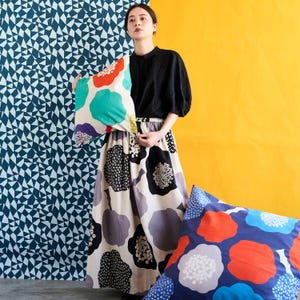 Cotton Linen Canvas Fabric in Bright Abstract Marimekko like Floral, by Echino of Japan image 9
