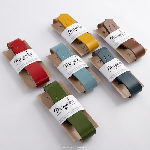French Leather Furoshiki Bag Handles in 6 Colors by Miyako for No