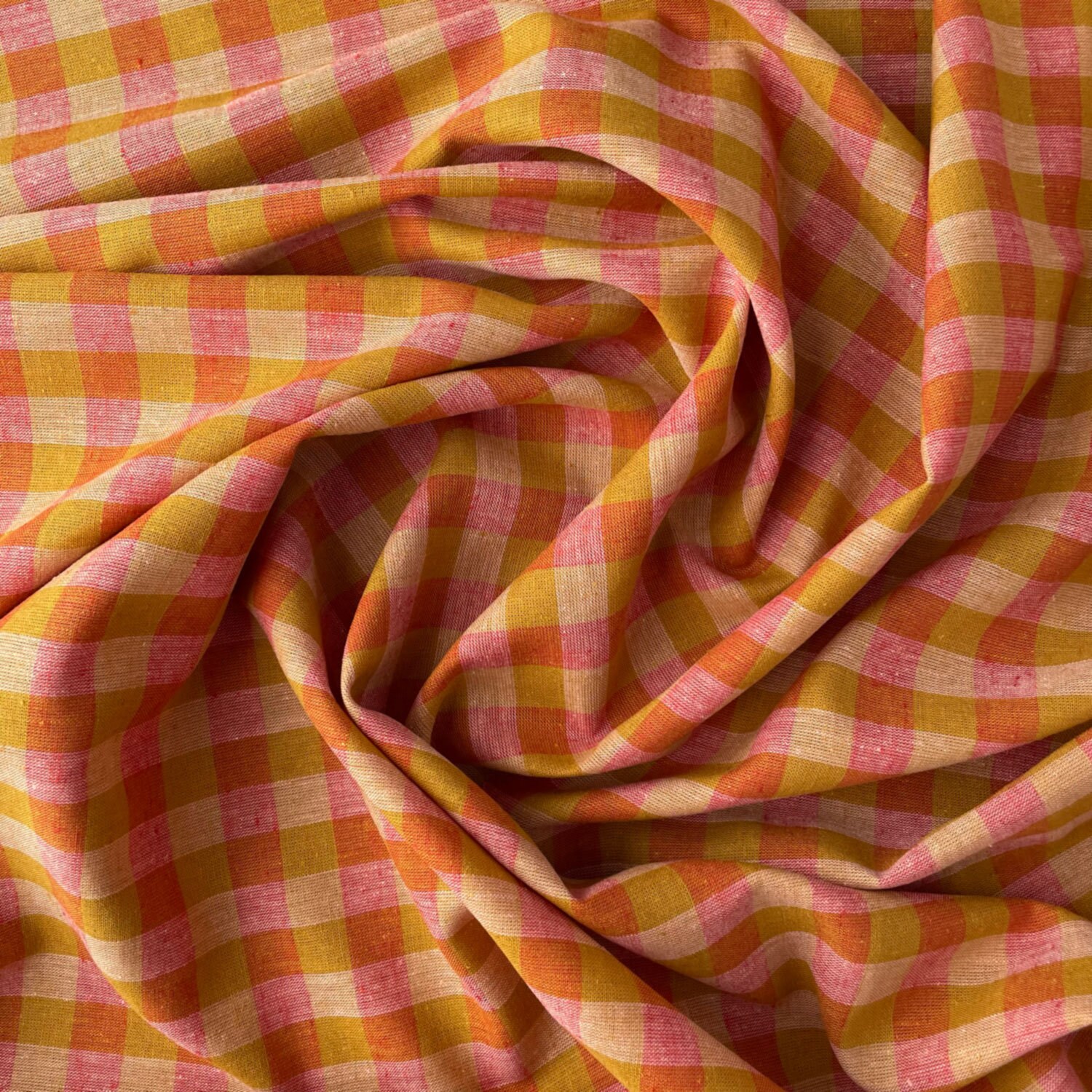 Premium Cotton Linen Gingham Fabric in Rhubarb & Custard Check Etsy