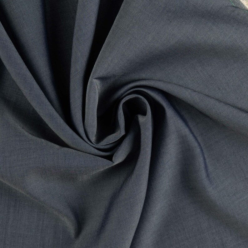 Italian Tencel Chambray Fabric in Steel Blue, for Shirts & Button Ups image 4