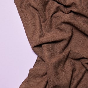 Organic Cotton Sweater Knit Fabric in Bark by Mind the Maker | Mid weight with jacquard leaf design