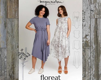 Floreat Dress and Top Sewing Pattern by Megan Nielsen, Size 0-20 | Asymmetrical dress or top with optional belt