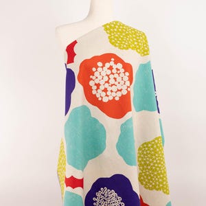 Cotton Linen Canvas Fabric in Bright Abstract Marimekko like Floral, by Echino of Japan image 2