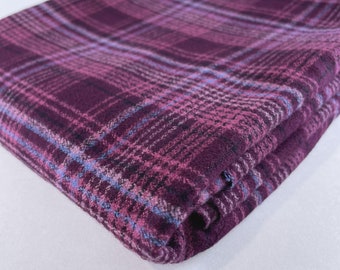 Cozy Organic Cotton Flannel Fabric in Aubergine Plaid | Midweight perfect for fall and winter shirts, pajamas, robes