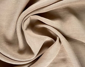 Soft-washed Lightweight Linen Fabric in Latte Beige  | Stonewashed european linen fabric by the yard for clothing