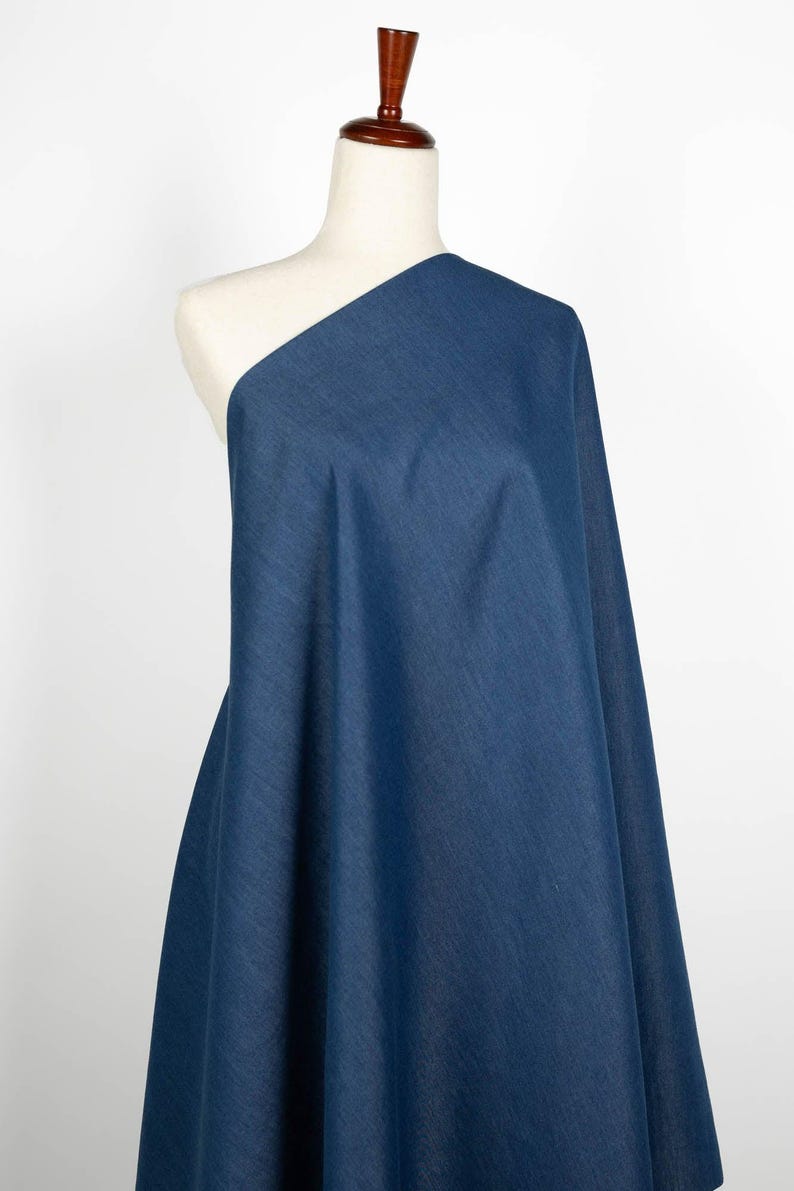 Tencel Baumwolle Denim Chambray Stoff in See Blau, für Hemden & Button Ups Bild 2