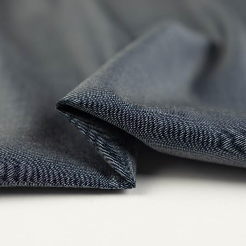 Italian Tencel Chambray Fabric in Steel Blue, for Shirts & Button Ups image 5