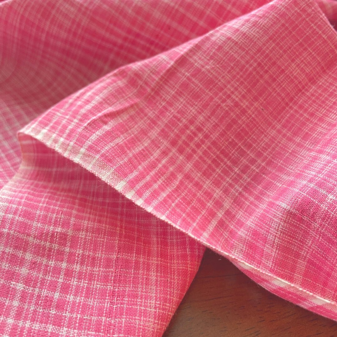 Handwoven Yarn Dyed Cotton Fabric in Bubble Gum Pink Fair Trade From
