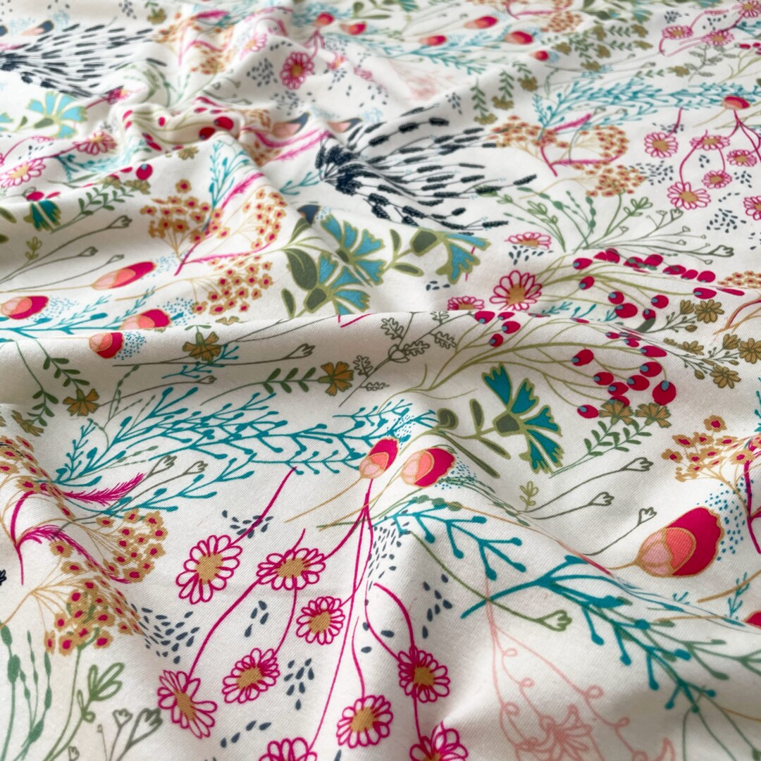 Floral Cotton Jersey by Art Gallery Fabrics in Meadow Vivid Etsy