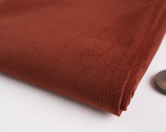 Stretch Needlecord Corduroy Fabric in Terracotta, Pinwale, Babywale Fabric, Great for pants, jackets, structured skirts & dresses