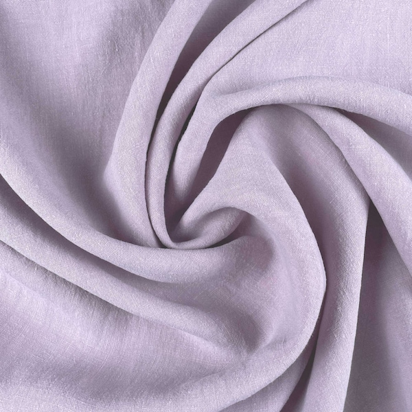 Soft-washed Lightweight Linen Fabric in Lilac Purple | Stonewashed european linen fabric by the yard for clothing