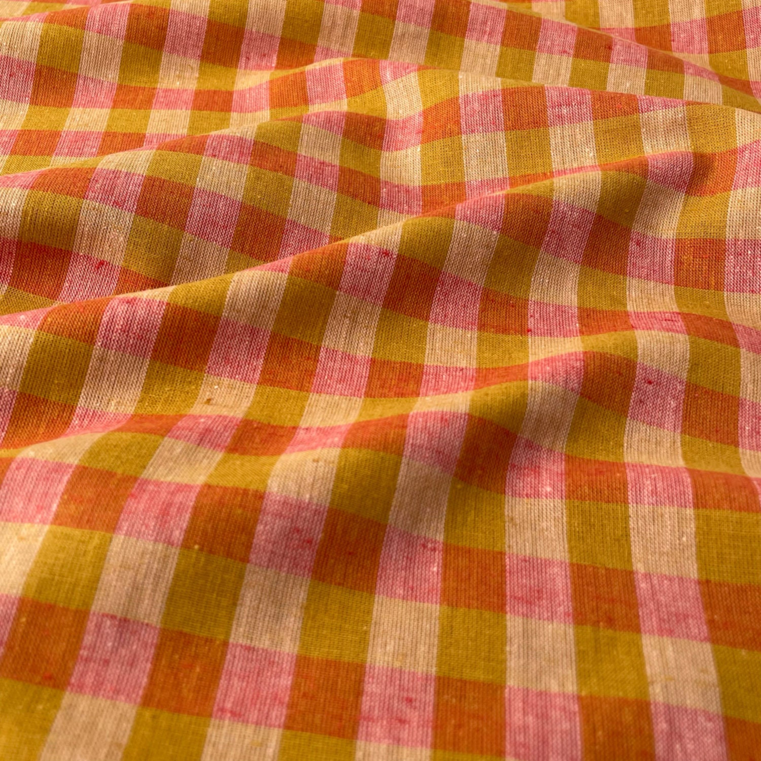 Premium Cotton Linen Gingham Fabric in Rhubarb & Custard Check Etsy