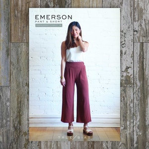 Emerson Pant & Short Sewing Pattern | Sizes 0-18 |   True Bias  | Comfortable pants with elastic back waist, pleats, and wide leg