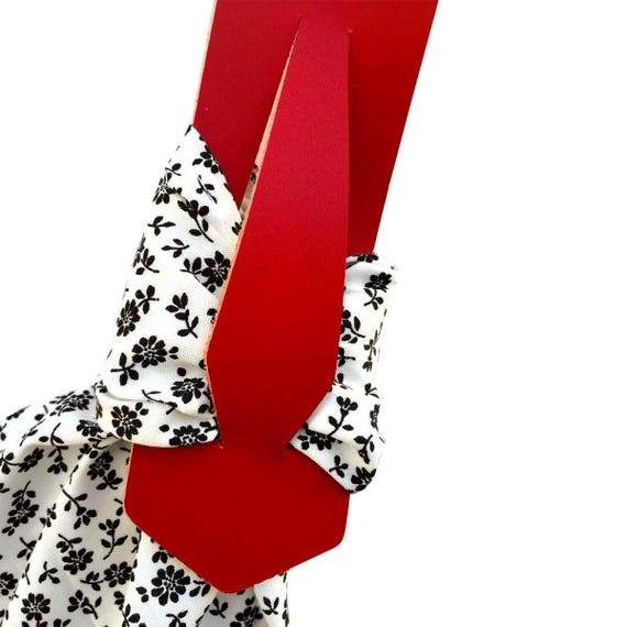 Asa de bolso Furoshiki de cuero francés en rojo de Miyako para