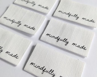 Mindfully Made, Sew on Clothing Labels by Intensely Distracted | Inspirational woven cotton sew in labels and tags