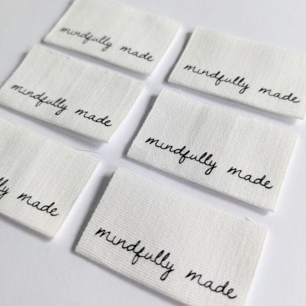 Mindfully Made, Sew on Clothing Labels by Intensely Distracted | Inspirational woven cotton sew in labels and tags