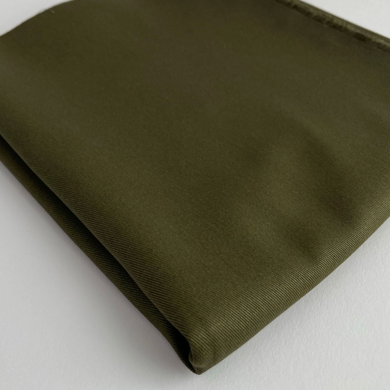 Relaxed Organic Cotton Twill Fabric in Olive Green for Clothes & Accessories | Midweight, 7oz, Great for pants, chore coats, jackets, bags image 1