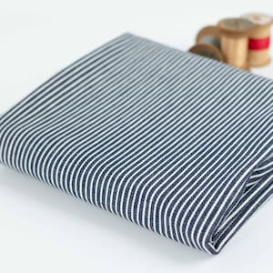 Weicher Denim Stoff mit Japanischen Streifen in Marineblau