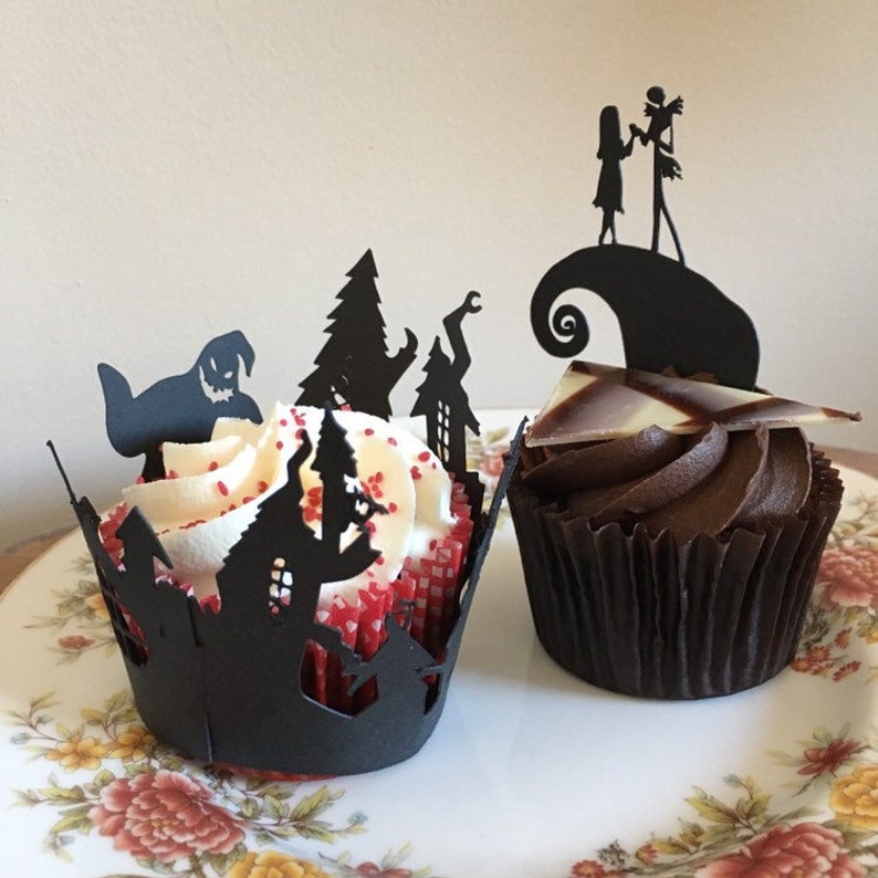 Nightmare Before Christmas Cup Cake Toppers and Cup Cake Wrap | Etsy