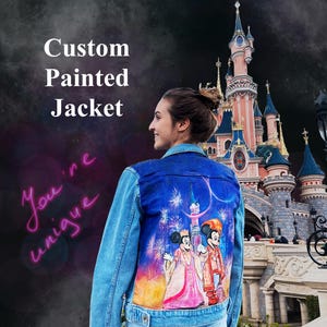 Custom Hand-Painted Jacket with Your Favorite Character – Unique Wearable Art, Portrait Jean Jacket, Unique Fan  Gift, Painted Clothing