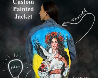 Customized Hand Painted Jacket, Personalized Jean Jacket, Make to order Jean Jacket, Streetwear, Custom Jacket, Unique Clothing Gift