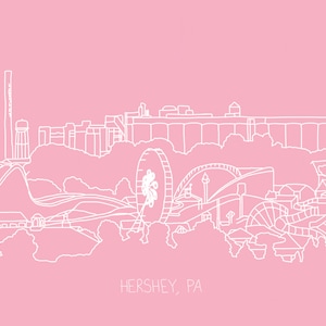 Hershey PA Drawing - White, Pink, Navy & Black **DIGITAL DOWNLOAD**