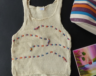 Débardeur fille en coton beige