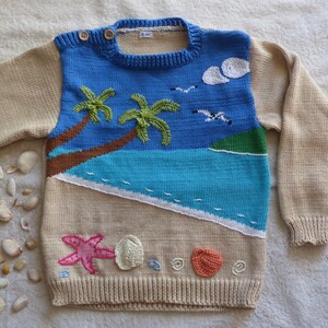 Pull en coton enfant, motif paysage