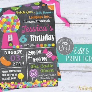 Candy Shop Invitation Instant Download, Sweet Shop Birthday Invitation, Candy Invitation Digital Download Candy Theme Party Invite Printable