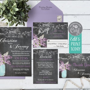 Rustic Wedding Invitation Instant Download, Printable Wedding Invitation Template, Digital Download Country Wedding Invite