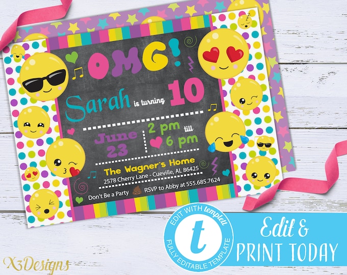 Emoji Birthday Invitation Emoji Themed Party Invitations Emoji Theme ...