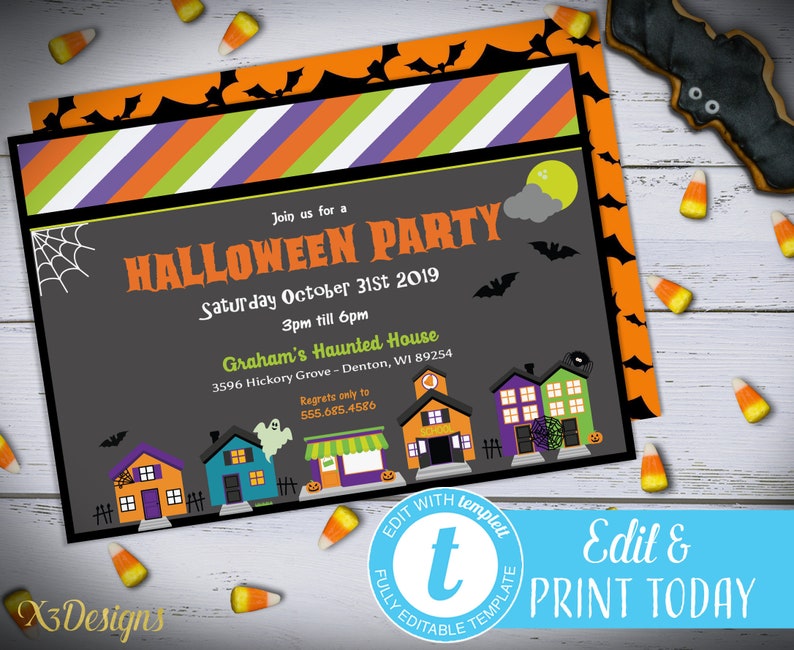 Kids Halloween Invitation Instant Download, Halloween Party Invitation ...