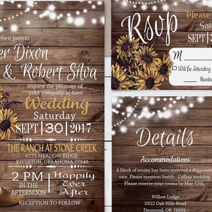 Sunflower Rustic Wedding Invitation Suite Instant Download, Cowboy Boot Wedding Invite Digital, Printable Country Wedding Invite Editable image 1