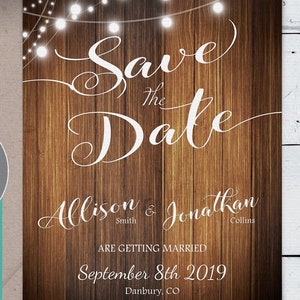 Rustikale Save the Date Einladung Sofort-Download, Save the Date Vorlage, druckbare Holz Land Save the Date Card Digital Download