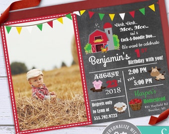 Bauernhof Geburtstagseinladung, sofortiger Download, erste Geburtstagseinladung, digitaler Download, druckbare Kinder 1. Barnyard Geburtstagsparty einladen